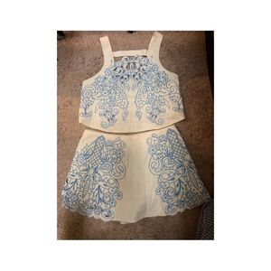 Free People Cropped Linen Lace Set